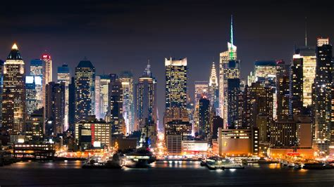City New York Manhattan Night Wallpaper Coolwallpapersme
