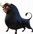 a black bull with horns standing in front of a white background