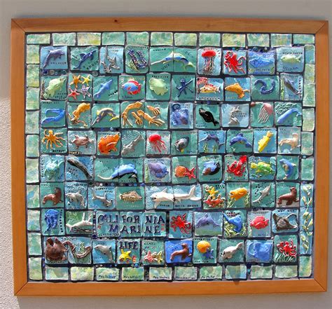 California Marine Life Ceramic Tile Mural Collaborative Art Project