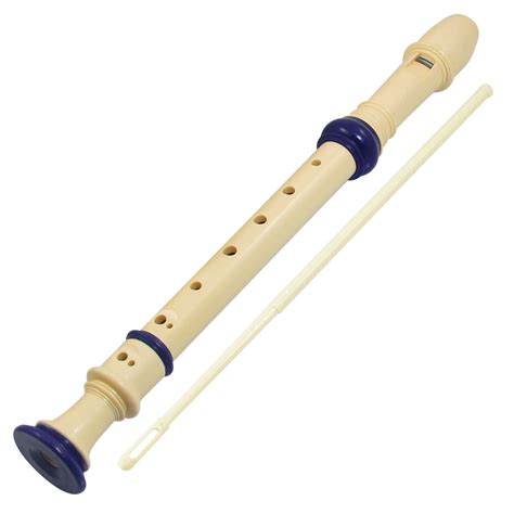 Plastic 8 Holes Soprano Recorder Flute Beige Blue Cleaning Stick DT | eBay
