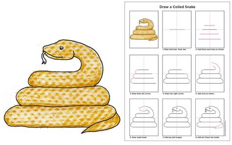 Final stage of snake drawing. Draw a Coiled Snake · Art Projects for Kids