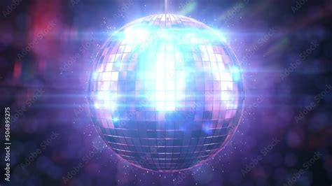 Stockvideon Disco Ball Spinning Seamless With Flares Purple Blue Colors