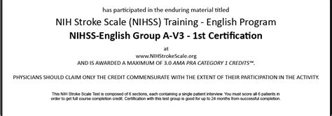 Certificate Nih Stroke Scale Administration Certificate