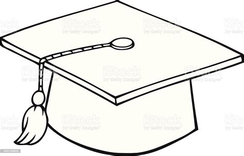 Ilustración De Sombrero De Graduación En Blanco Y Negro Y Más Vectores