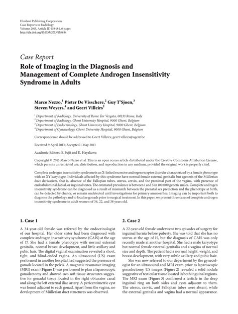 Pdf Role Of Imaging In The Diagnosis And Management Of Complete Androgen Insensitivity