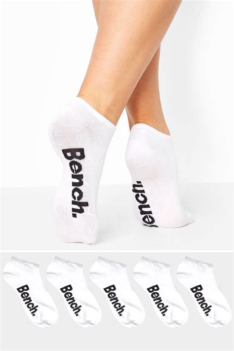 Bench 5 Pack White Ankle Socks Long Tall Sally