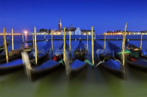 Venice Gondole On A Blue Sunset Twilight And San Giorgio Maggiore