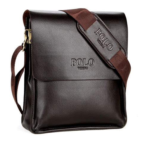 2017 New Polo Famous Genuine Pu Men Bag Fashion Business Mens Messenger