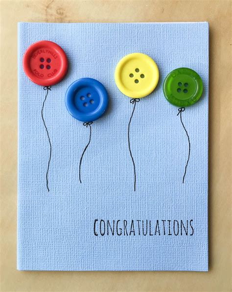Fast And Easy Button Balloon Congratulations Card Great For