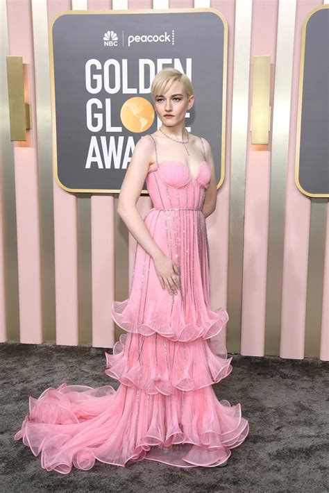 Julia Garner Pops In Pink Gucci On Golden Globes Red Carpet 2023