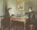 E.T.A. Hoffmann mit seinem Freund Ludwig Devrient in der Weinstube ...