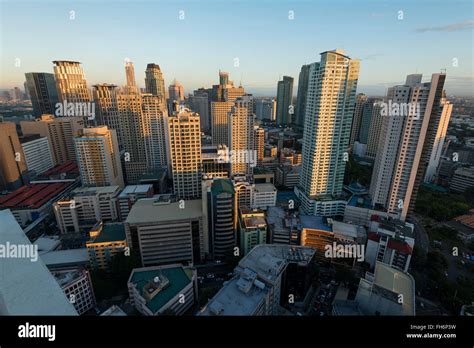 Manila Philippines February 23 2016 Makati City Skyline At Sunset