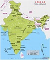 States and Capitals Map of India | States and capitals, India map ...