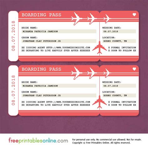 Boarding Pass Invitation Template Free Templates Printable Download