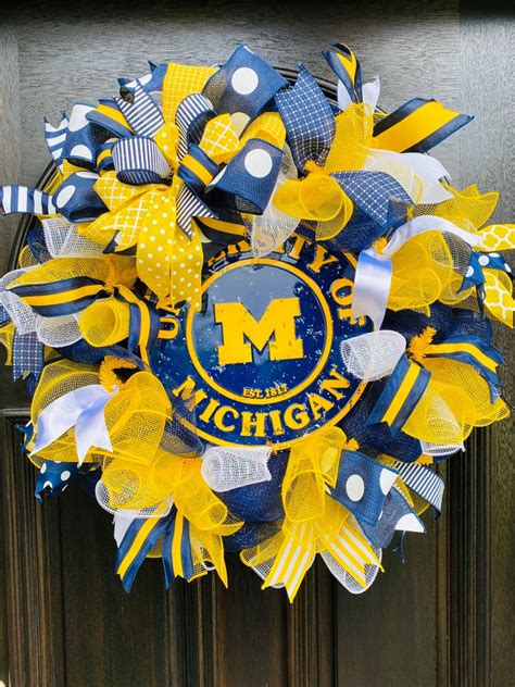 Deluxe Michigan Wreath University Of Michigan Wreath Go Etsy