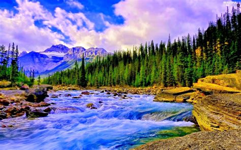 Mountains River Christmas Clouds Beautiful Views Wallpapers 1920x1200