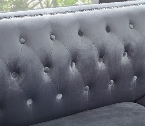 Grey Velvet Washington Chesterfield Corner Sofa Chic Concept