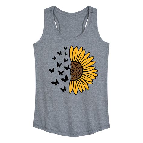 Instant Message Sunflower Into Butterflies Womens Racerback Tank
