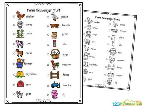 🚜 Free Printable Farm Scavenger Hunt For Kids