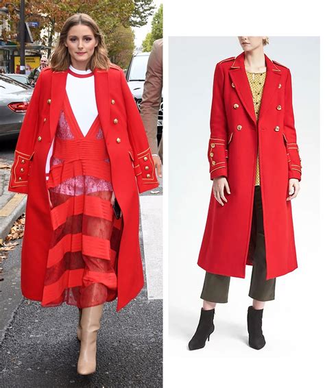 Who Made Olivia Palermos Red Military Coat