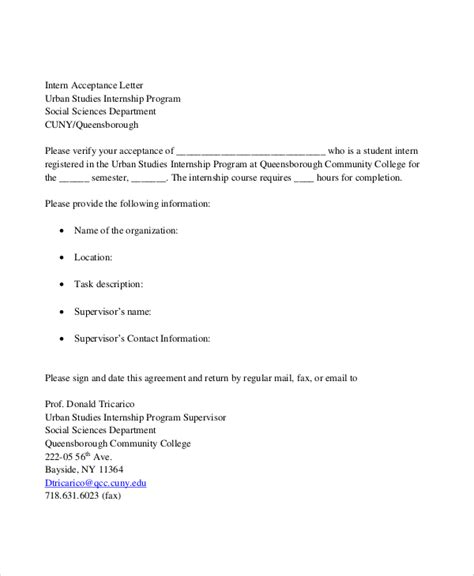 Intern Offer Letter Template Business