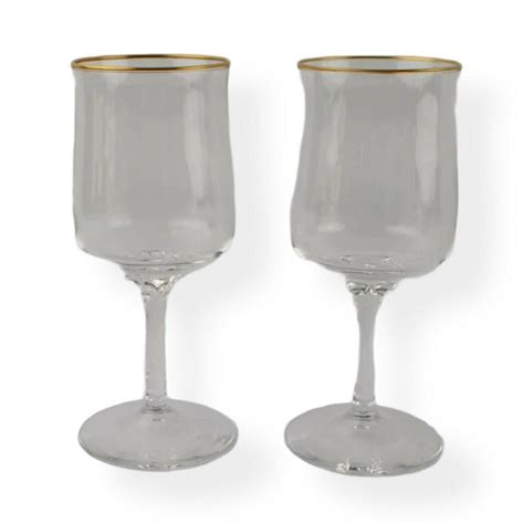 Lenox Crystal Intrigue Gold Wine Glasses Goblet Gold Rim Etsy