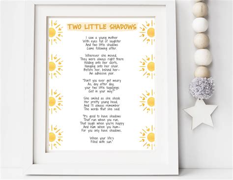 Two Little Shadows Poem Print Digital Download Card For Mom Etsy