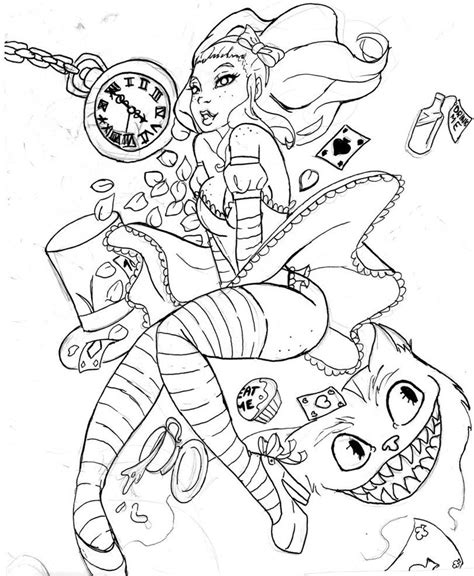 Alice in wonderland book pages. Trippy Alice In Wonderland Coloring Pages - Coloring Home