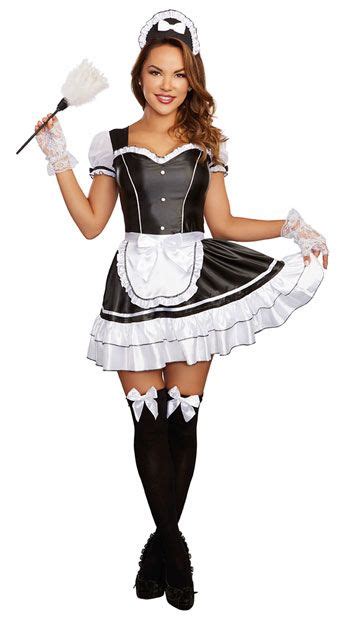 Keep It Clean Costume French Maid Costume Black Satin Dress
