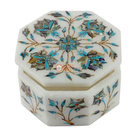 Modern Floral Art Custom Made Marble Jewelry Box