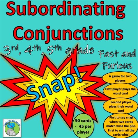 Subordinating Conjunctions Snap 90 Cards 15 Conjunctions To Learn