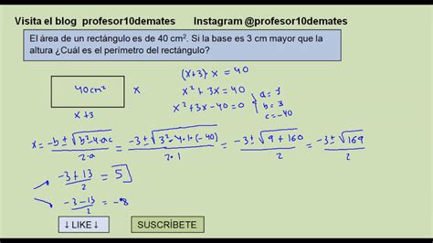 Ecuaciones De Segundo Grado Problemas Geométricos Youtube