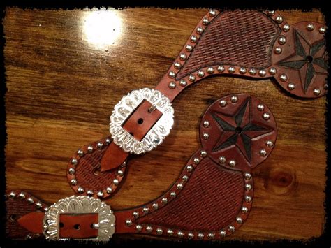 Handmade Tooled Leather Spur Straps For Cowgirl Boots