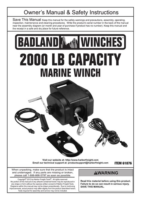 Badland 61876 2000 Lb Marine Electric Winch Owners Manual Manualzz