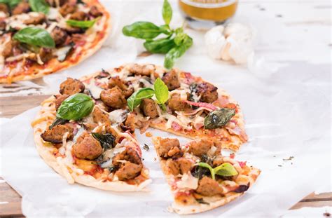 Spread base with pizza sauce and top with half the cheese. Healthy Meat Lover's Pizza - IQS Recipes