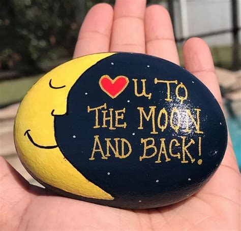 Hand Painted River Rock 325 Stone Art Love You To The Moon And Back