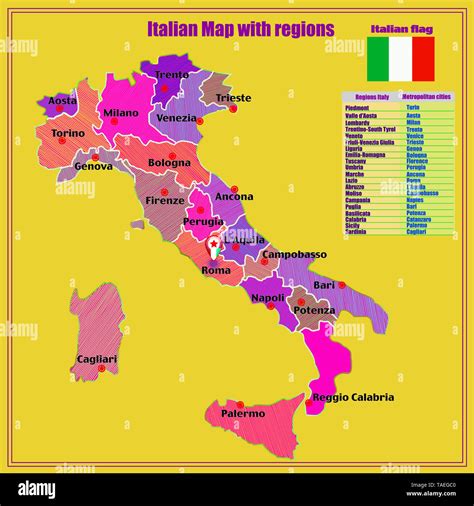 Map Of Italy Bright Illustration With Map Illustration With Colorful