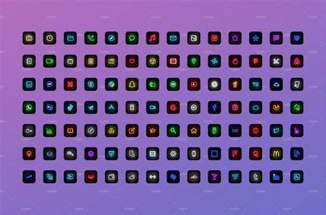 Neon 100 Ios 14 App Icons By Iosey On Creativemarket In 2021