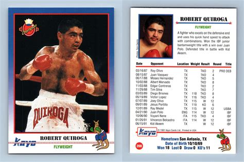 Robert Quiroga 200 Kayo Boxing 1991 Trading Card