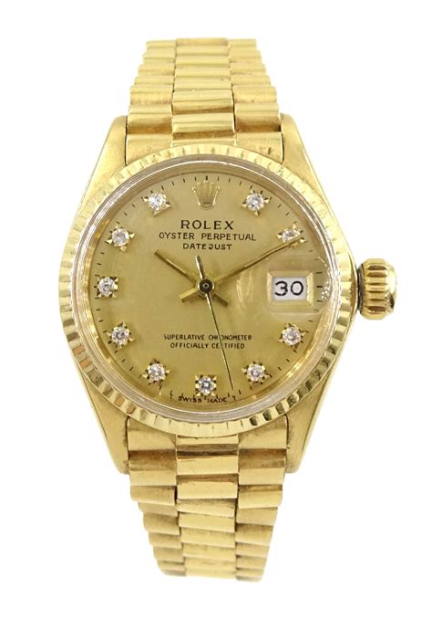 Rolex Oyster Perpetual Datejust Ladies Automatic 18ct Gold Bracelet