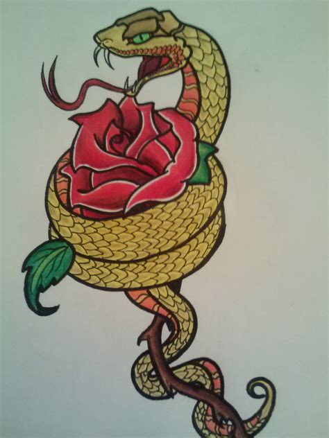 Snake And Rose Tattoo Design By Samanthalyn1 On Deviantart
