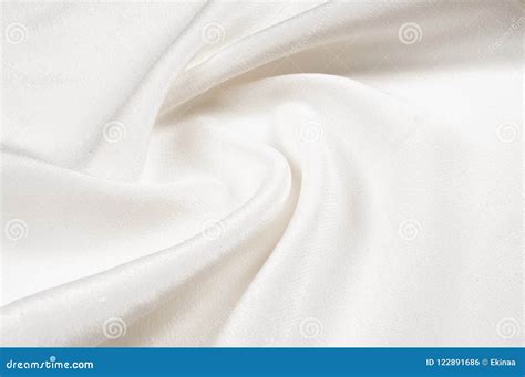 Texture Background Pattern White Silk Fabric Closeup Of A Rippled