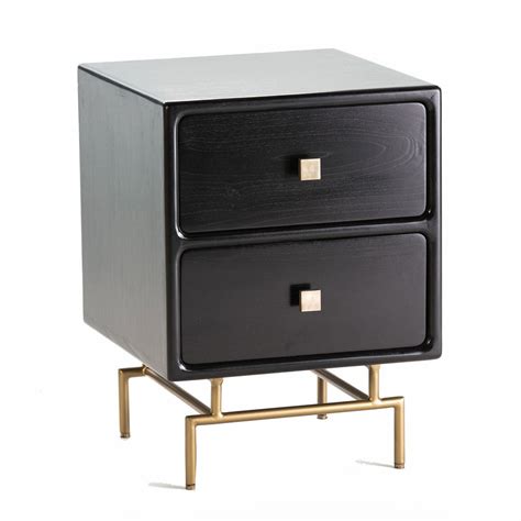 Wooden Bedside Table In Black 52x44x70 Cm — Qechic