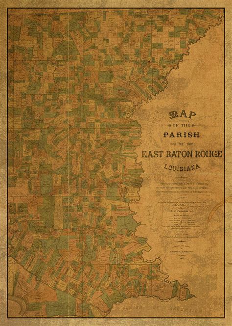 Vintage Map Of Eastern Baton Rouge Parish 1895 Mixed Media By Design