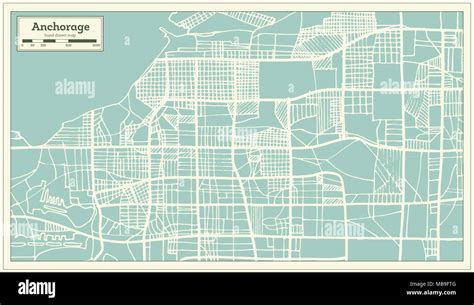 Anchorage Alaska Usa City Map In Retro Style Outline Map Vector