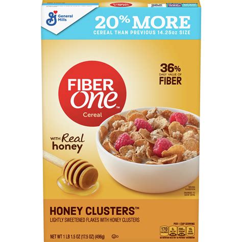 Fiber One Cereal Honey Cluster 17 5 Oz