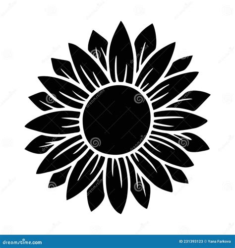 Sunflower Simple Icon Flower Silhouette Vector Illustration Stock