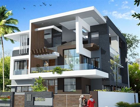So at modern villas, we design. Elevation | Modern bungalow exterior, Modern house design, Village house design