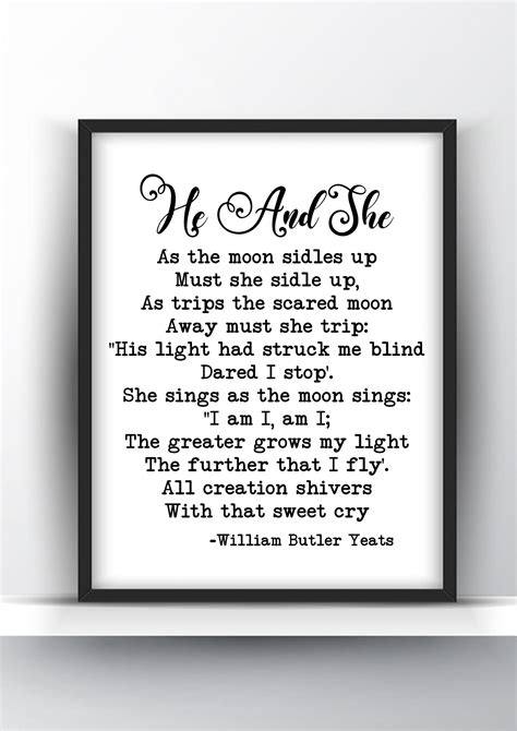 He And She By William Butler Yeats Famous Poem Poster And Printable