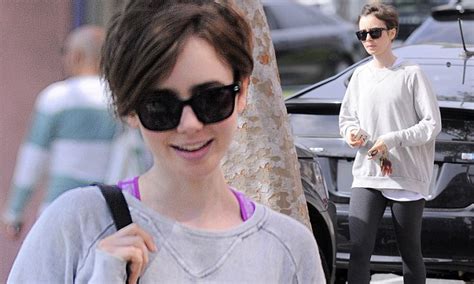 Lily Collins Displays Her Slim Legs For Pilates Class In La Daily Mail Online